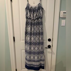 AB Studio Blue and White Spaghetti Strap Sundress
